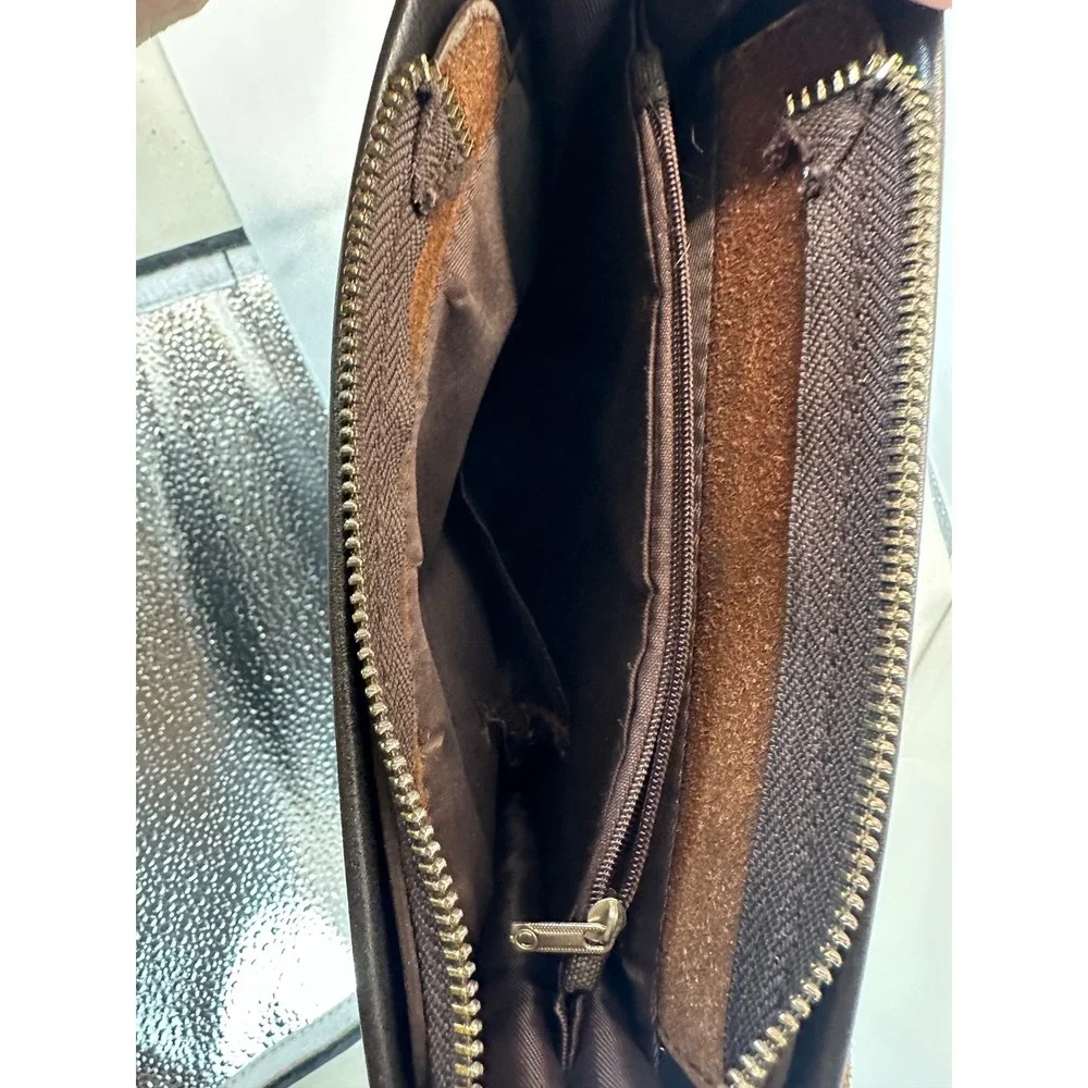 Polo Jeans Messenger Bag Brown Leather‎ Flap Crossbody Travel Small